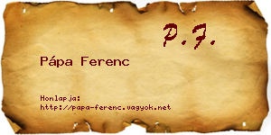 Pápa Ferenc névjegykártya