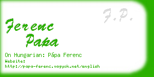 ferenc papa business card